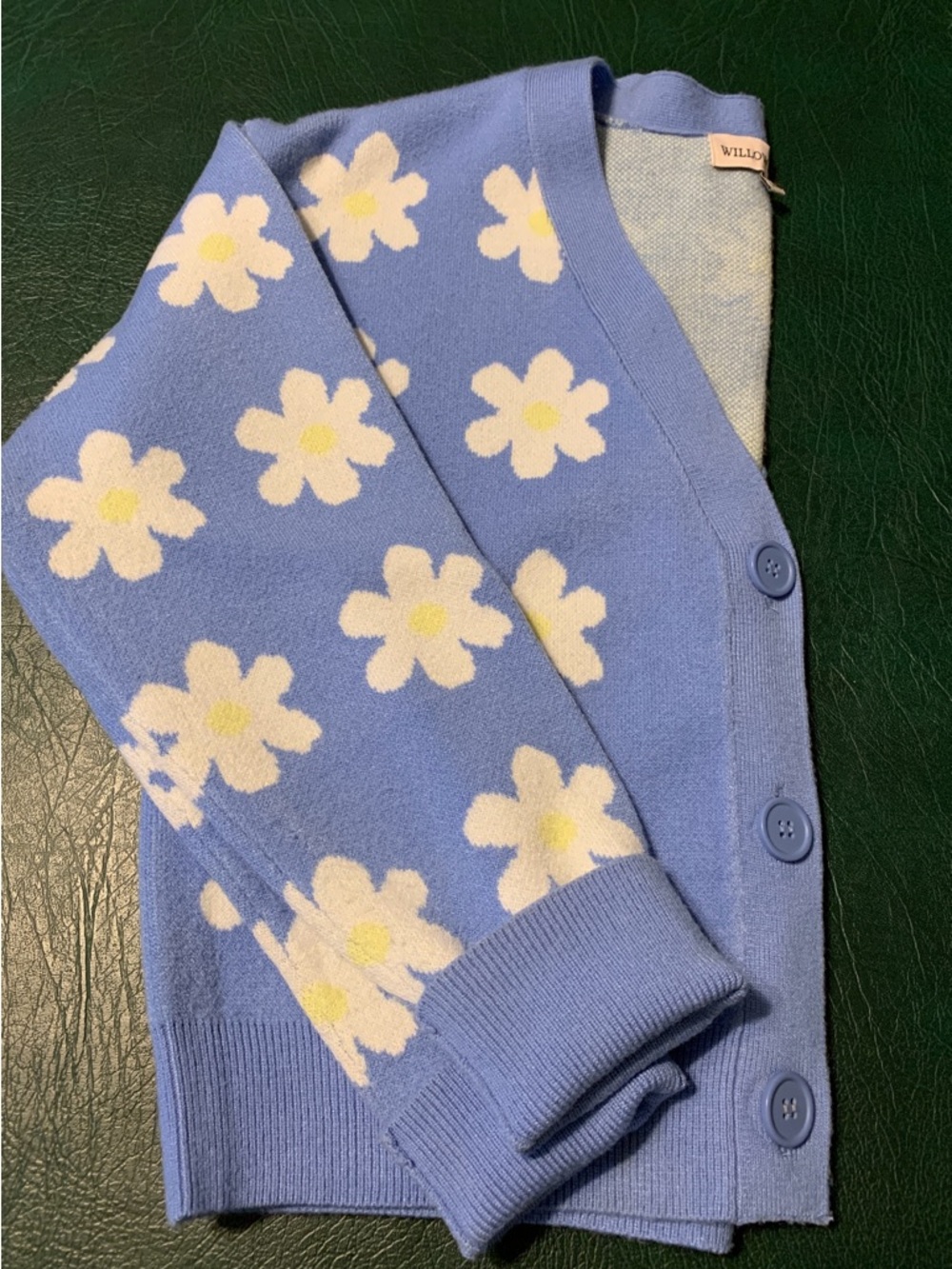 Blue Daisy Button-Up Cardigan by WILLOW women/junior large